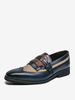Mocassini da uomo in pelle PU con cinturino regolabile e slip-on a blocchi di colore con punta tonda