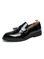 Mocassini da uomo in pelle PU con punta tonda slip-on
