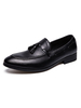 Mocassini da uomo in pelle PU dettagli in metallo con punta tonda slip-on mocassini neri scarpe da ballo