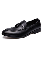 Mocassini da uomo in pelle PU dettagli in metallo con punta tonda slip-on mocassini neri scarpe da ballo