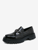 Mocassini da uomo in pelle PU dettagli in metallo slip-on