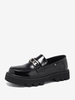 Mocassini da uomo in pelle PU dettagli in metallo slip-on