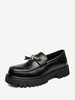 Mocassini da uomo in pelle PU dettagli in metallo slip-on