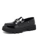 Mocassini da uomo in pelle PU dettagli in metallo slip-on