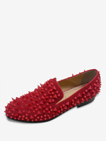 Mocassini da uomo in pelle PU rossa con borchie scarpe da ballo e da sposa