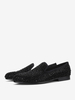 Mocassini da uomo in pelle scamosciata con cristalli neri slip-on strass punta rotonda scarpe da ballo festa e matrimonio