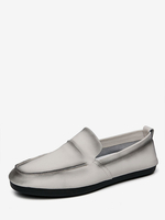 Mocassini da uomo in pelle sintetica a punta tonda slip-on