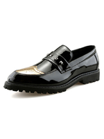 Mocassini da uomo in pelle sintetica con rivetti slip-on punta tonda