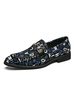 Mocassini da uomo Mocassini Slip On con dettagli in metallo Motivo artistico Punta tonda in pelle PU Mocassini neri