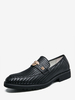 Mocassini da uomo Mocassini slip-on in metallo con punta tonda in pelle PU nera
