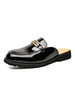 Mocassini da uomo Scarpe comode in pelle PU lucida con dettagli in metallo Slip-On