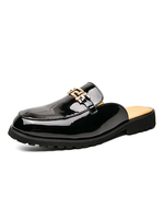 Mocassini da uomo Scarpe comode in pelle PU lucida con dettagli in metallo Slip-On