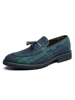 Mocassini da uomo Scarpe da ballo in pelle PU con punta tonda e slip-on blu