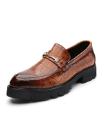 Mocassini da uomo Slip-On con dettagli in metallo Punta tonda in pelle PU