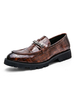 Mocassini da uomo Slip-On dettagli in metallo Plaid punta tonda in pelle PU