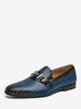 Mocassini da uomo slip on dettagli in metallo punta tonda in pelle PU blu mocassini bassi