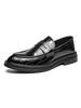 Mocassini da uomo Slip On Monk Strap Plaid Pattern Punta tonda in pelle PU Mocassini neri
