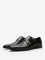 Mocassini eleganti da uomo con cinturino alla caviglia Scarpe da sposa slip-on con punta tonda marrone caffè