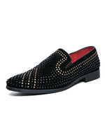 Mocassini eleganti da uomo con strass in pelle scamosciata nera; scarpe da sposa per feste di fine anno