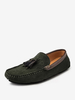Mocassini slip-on con nappe in pelle scamosciata verde da uomo