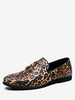 Mocassino da uomo con stampa leopardata Slip-on per feste da ballo con nappa