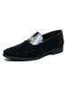 Mocassino da uomo slip-on con punta tonda in pelle PU con borchie; scarpe da sposa per feste