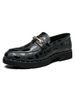 Mocassino da uomo slip-on dettagli in metallo punta tonda in pelle PU