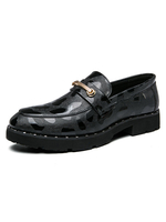 Mocassino da uomo slip-on dettagli in metallo punta tonda in pelle PU