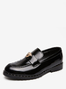 Mocassino da uomo slip-on dettagli in metallo punta tonda in pelle PU