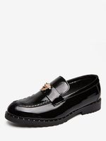 Mocassino da uomo slip-on dettagli in metallo punta tonda in pelle PU