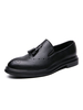 Mocassino da uomo Slip On Pom Poms Punta tonda Low Top in pelle PU in pelle nera Prom Party Scarpe da sposa