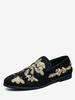 Mocassino Prom Party Scarpe da sposa per uomo PU Pelle ricamata Artwork Slip-On Low-Top Mocassini neri Prom Party Scarpe da sposa
