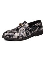 Mocassino Prom Party Scarpe da sposa per uomo Slip-On dettagli in metallo Punta tonda PU Leather Casual Prom Party Scarpe da sposa