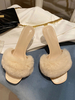 Mule con tacco da donna con tacco grosso Punta quadrata con punta quadrata in pelle PU Cony Hair Mules