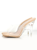 Mule con tacco da donna Pantofole estive con tacco in PVC aperte in albicocca