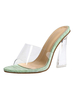 Mule con tacco da donna Tacco grosso con tomaia in PVC Slip on Green Mules