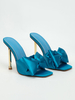 Mules con tacco da donna Fiocchi Sabot con tacco a spillo in raso con tomaia color foglia di tè