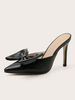 Mules con tacco da donna Fiocchi Slip On Tacco a spillo in pelle PU Mules nere