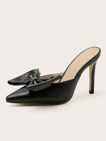 Mules con tacco da donna Fiocchi Slip On Tacco a spillo in pelle PU Mules nere