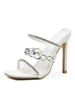 Mules con tacco da donna Punta quadrata Tacco a spillo in pelle PU Slip on White Mules