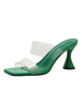 Mules con tacco da donna Slip On Tacco a spillo Punta quadrata Tomaia in PVC Verde Mules
