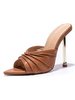 Mules con tacco da donna Tacco a spillo Slip on in pelle PU Mules marrone caffè