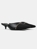 Mules con tacco da donna Tacco a spillo Tacco a punta in pelle PU con tacco nero