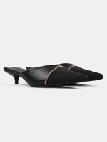 Mules con tacco da donna Tacco a spillo Tacco a punta in pelle PU con tacco nero