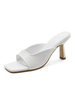 Mules con tacco da donna Tacco grosso con punta quadrata in pelle PU Slip on White Mules