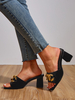 Mules da donna con dettagli in metallo PU Leather Open Toe Mules con tacco grosso
