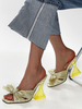 Mules da donna con tacco a calice in raso dorato
