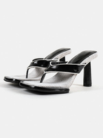 Mules da donna con tacco in pelle PU con punta quadrata e tacco grosso