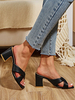 Mules da donna in pelle PU con punta aperta e tacco grosso