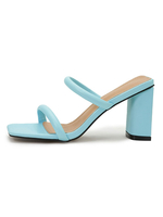 Mules da donna in pelle PU con punta quadrata e tacco grosso